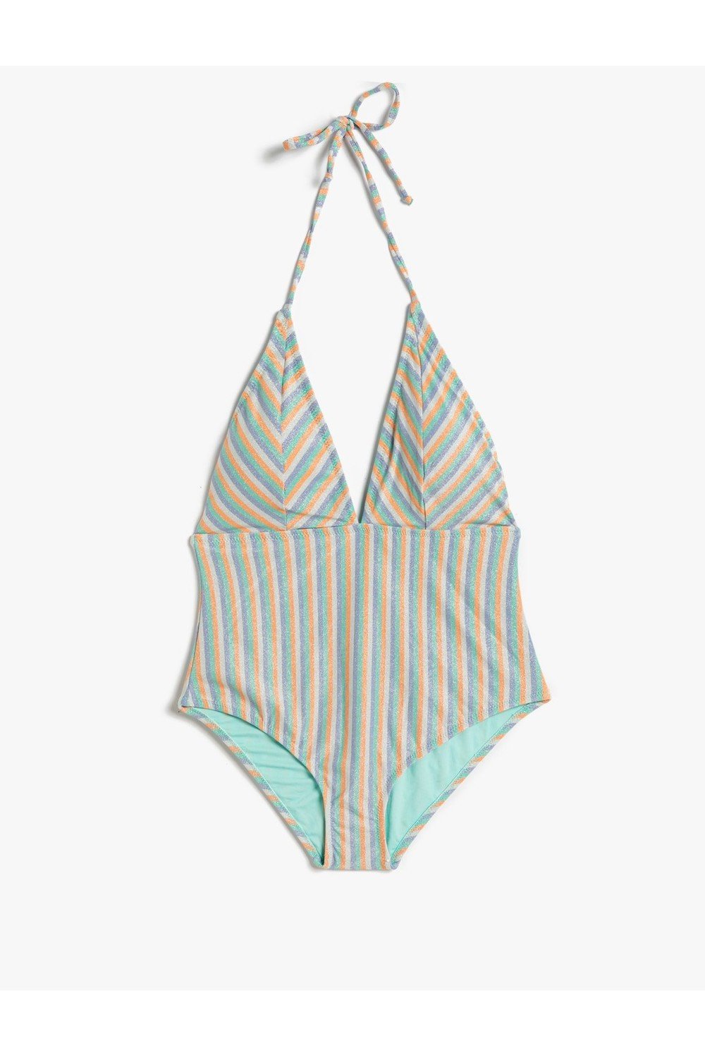 Koton Glittery Swimsuit with Halter Triangle Covered