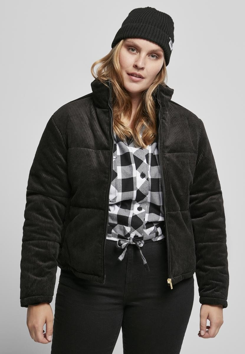 Ladies Corduroy Puffer Jacket Black