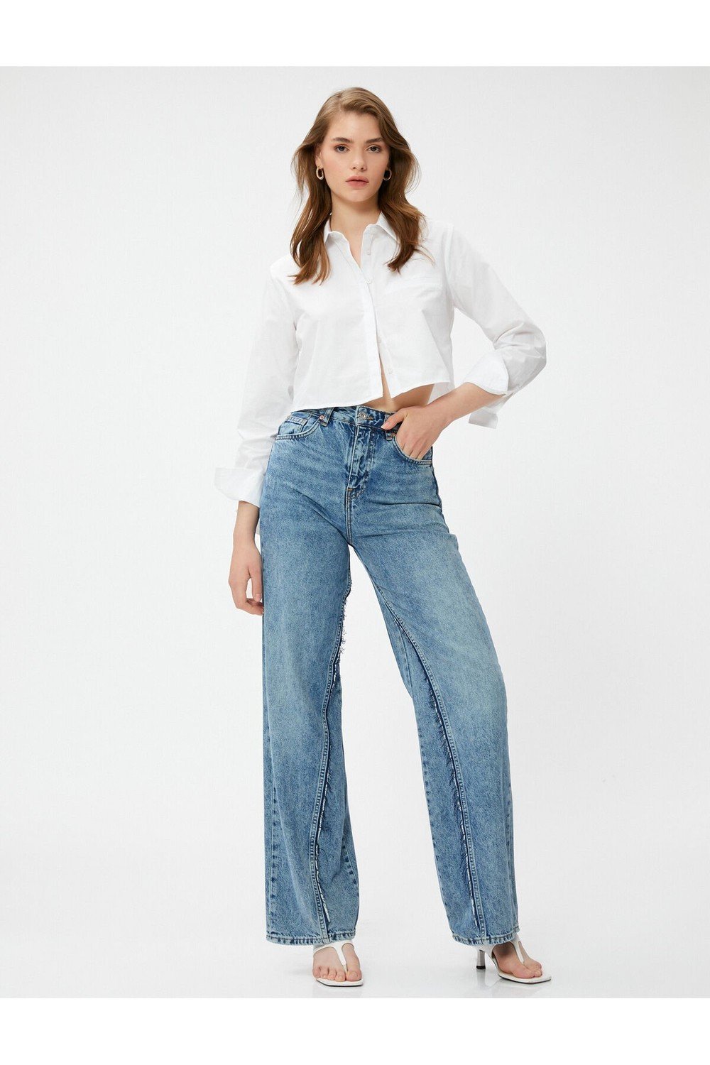 Koton Crop Pocket Detailed Cotton Shirt