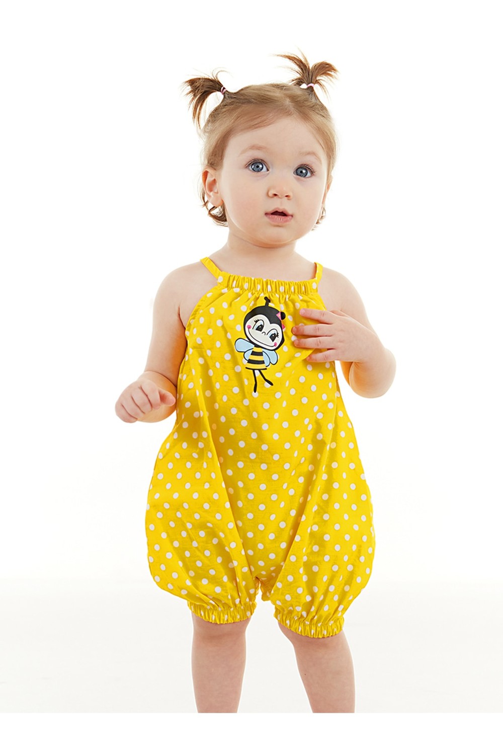 Denokids Bee Baby Girl Poplin Yellow Overalls