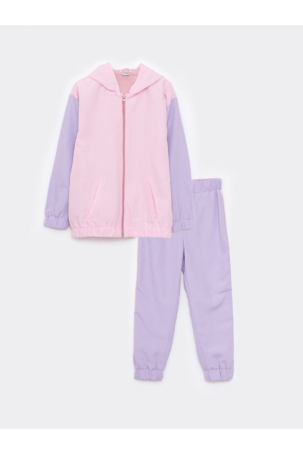 LC Waikiki Girls' Tracksuit Set with Color Block Long Sleeves with a Hoodie.