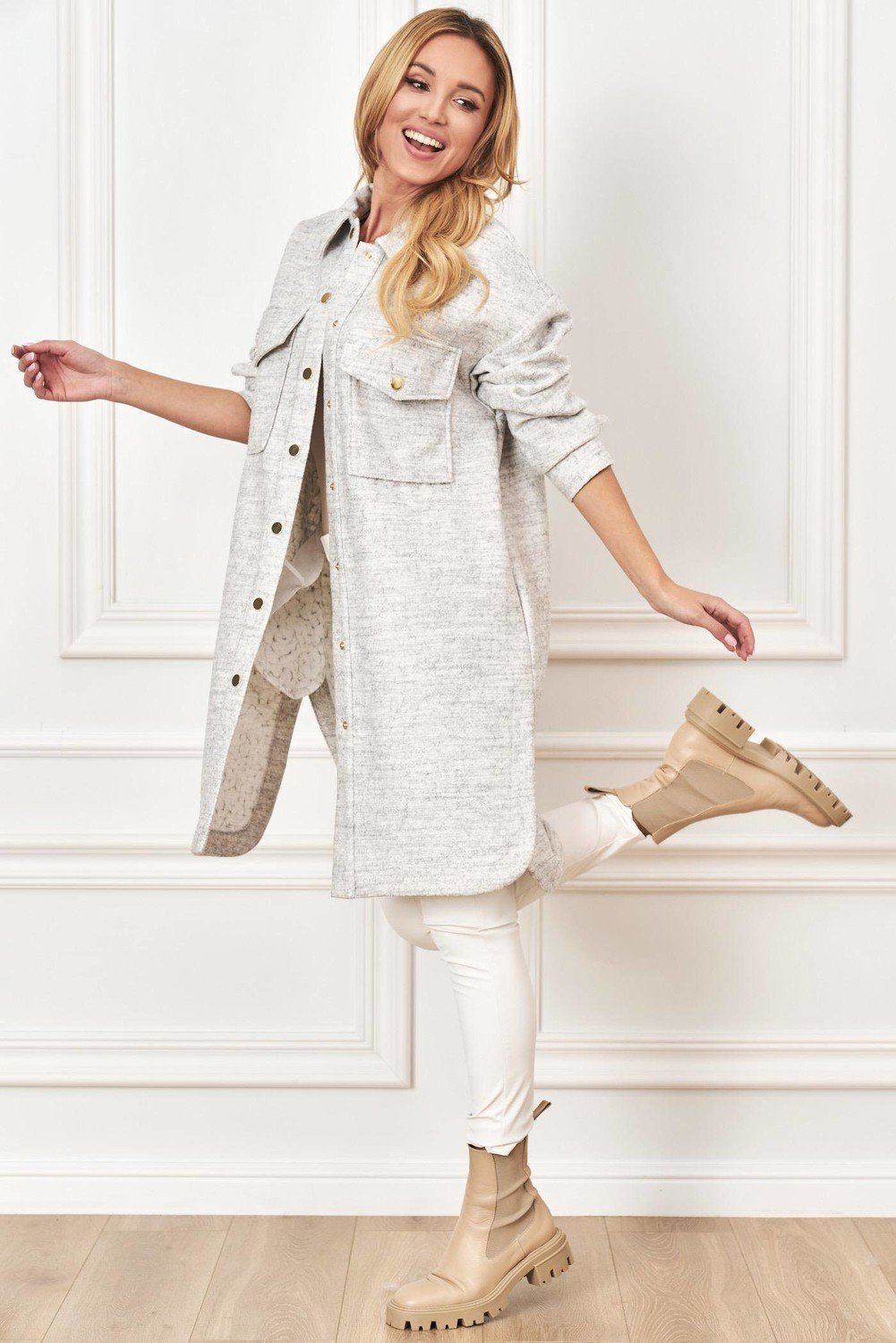 Gray long Lalous shirt coat