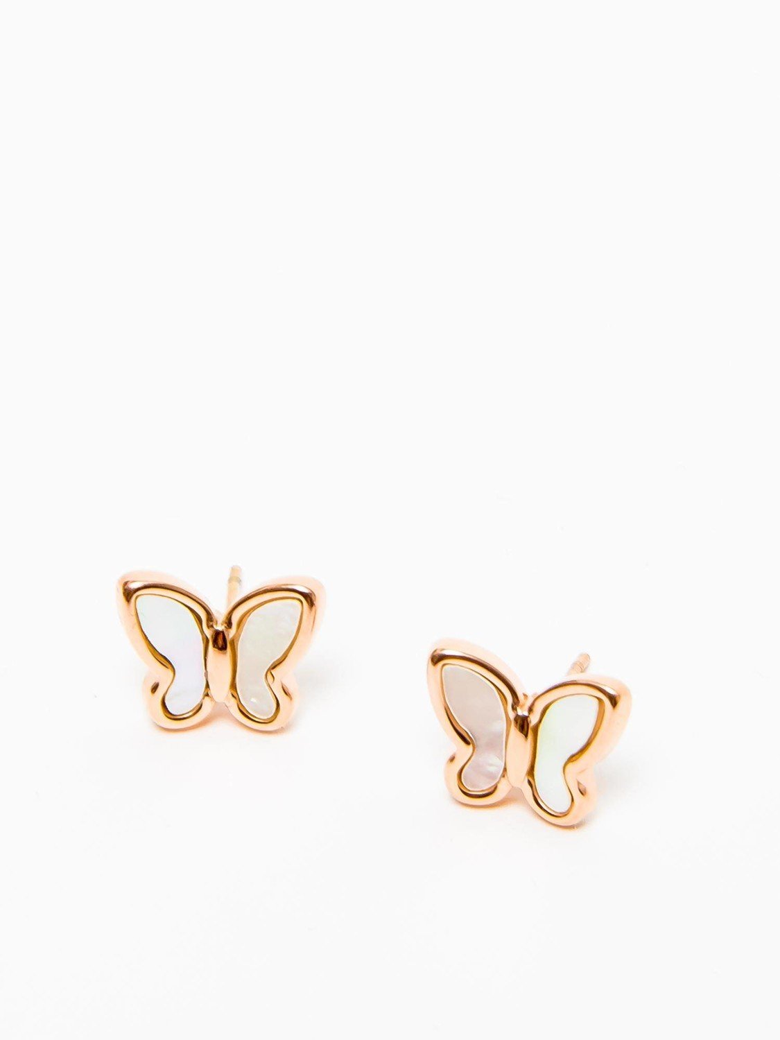 Earrings with enamel butterfly white