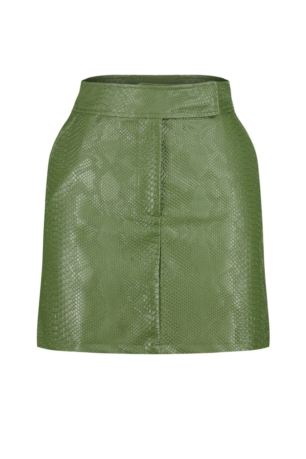 Trendyol Khaki Premium Mini A-Line Weave Faux Leather Skirt