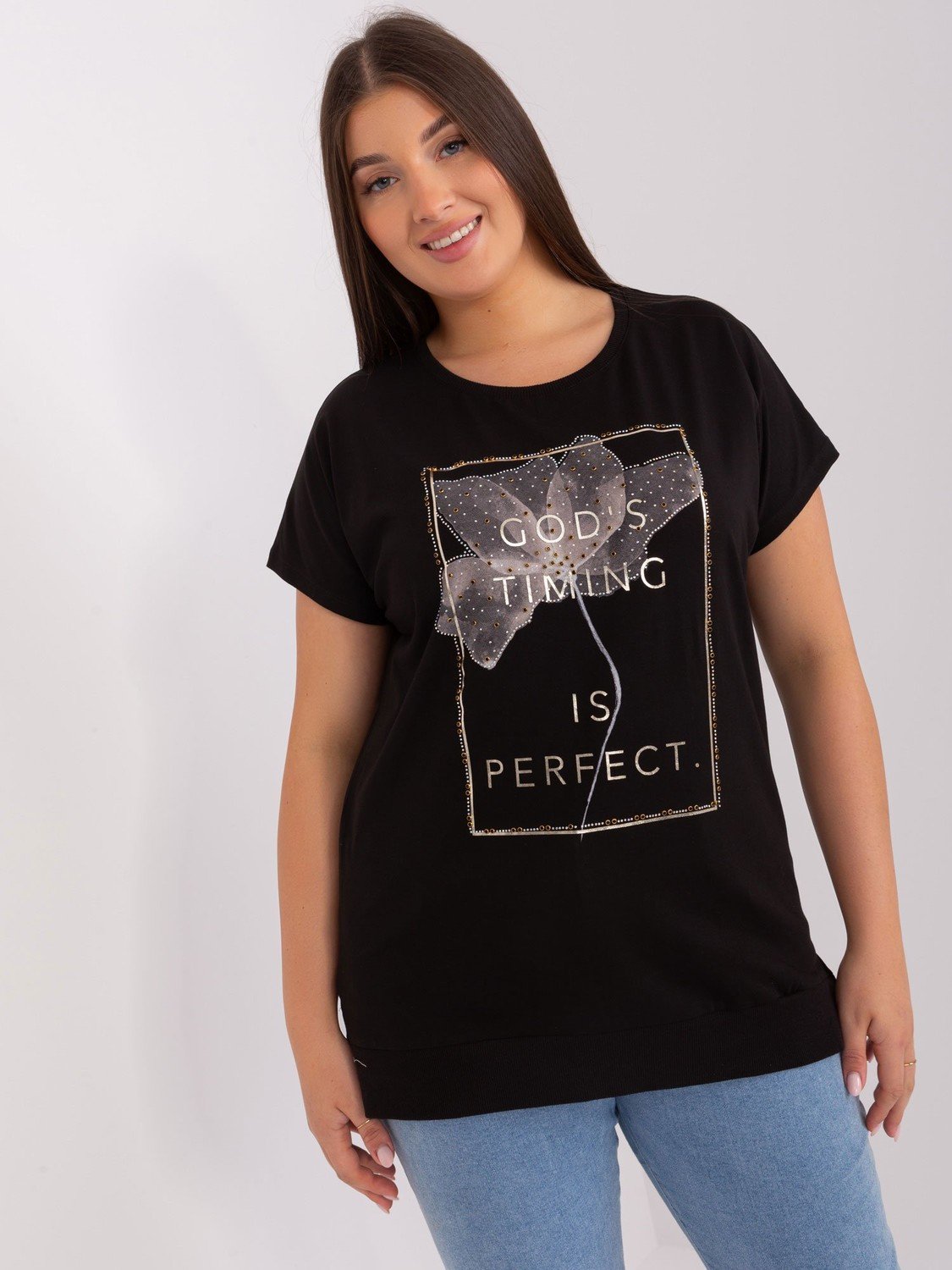 Černá bavlněná halenka větší velikosti