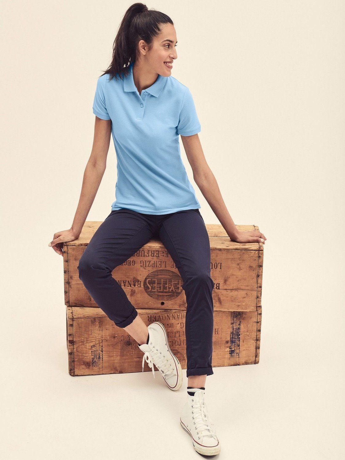Polo Fruit of the Loom Women's Blue T-shirt