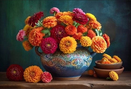 Dřevěné puzzle Chrysanthemum Bouquet A3