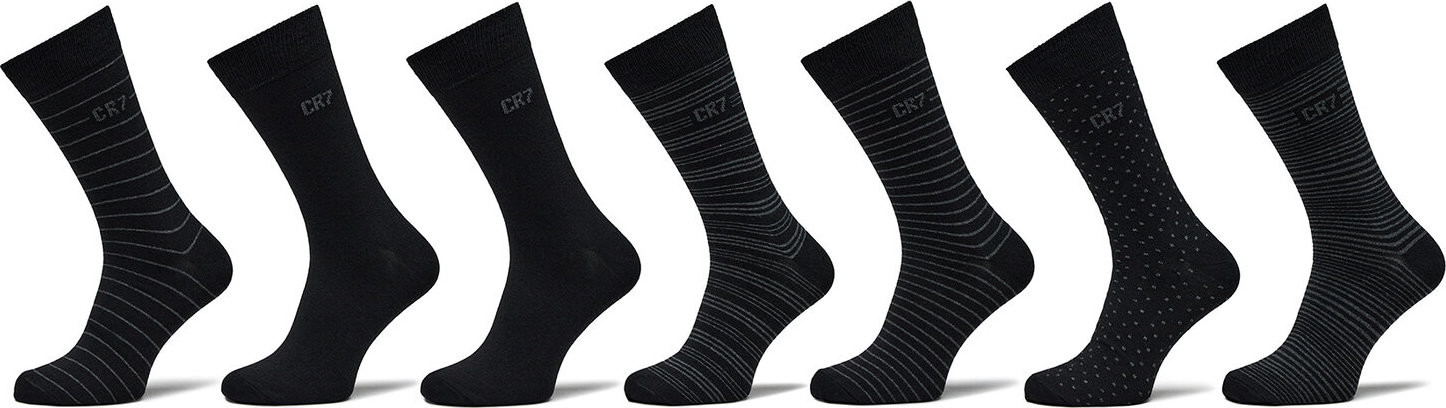 Sada 7 párů pánských vysokých ponožek Cristiano Ronaldo CR7 8190-80-9000 Black