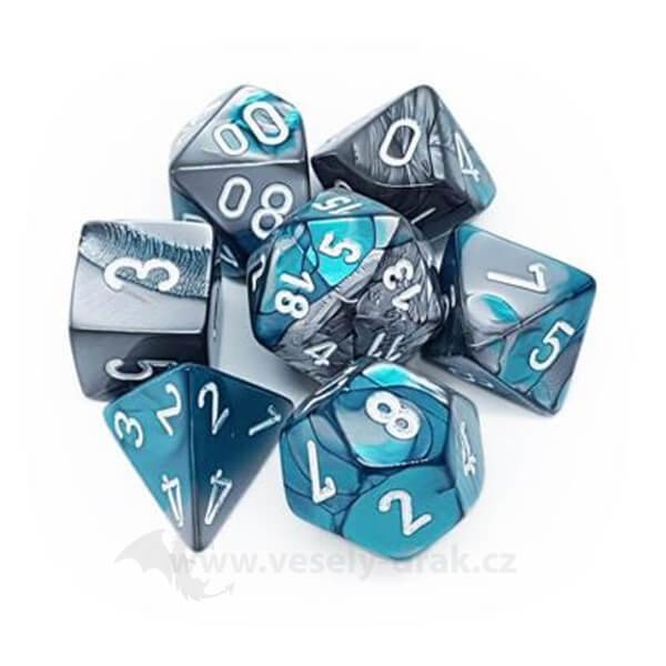 Sada kostek Chessex Opaque Polyhedral 7-Die Set - Steel-Teal with White