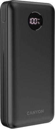 CANYON powerbanka PB-2002, 20000mAh Li-poly QC&PD, display, In USB-C, Out 1x USB-C + 2x USB-A, černá