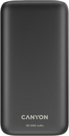 CANYON powerbanka PB-301, 30000mAh Li-poly QC 3.0&PD 20W, display, In USB-C + micro USB, Out 1x USB-C + 2x USB-A, černá