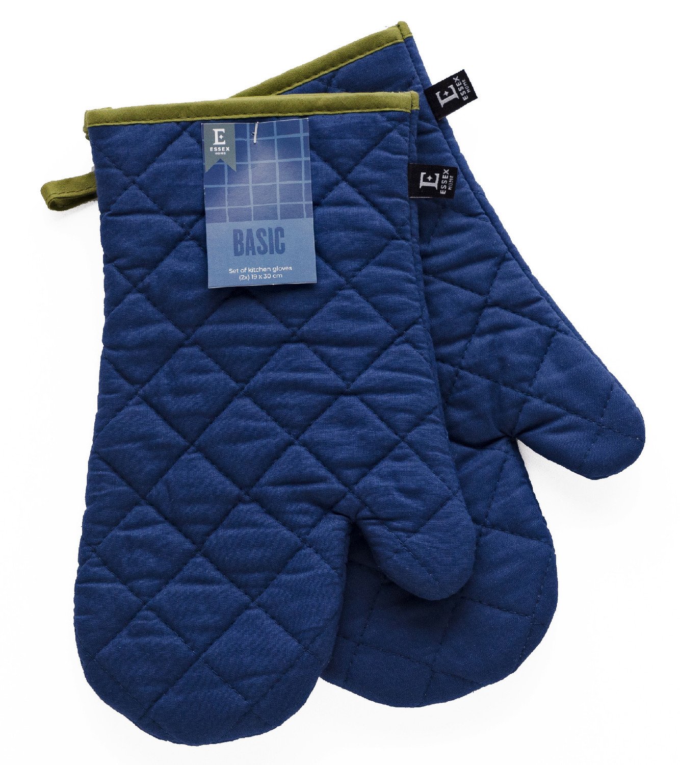 Kuchyňské bavlněné rukavice chňapky BASIC modrá, 100% bavlna 18x30 cm Essex Balení 2 kusy - levá a pravá rukavice.