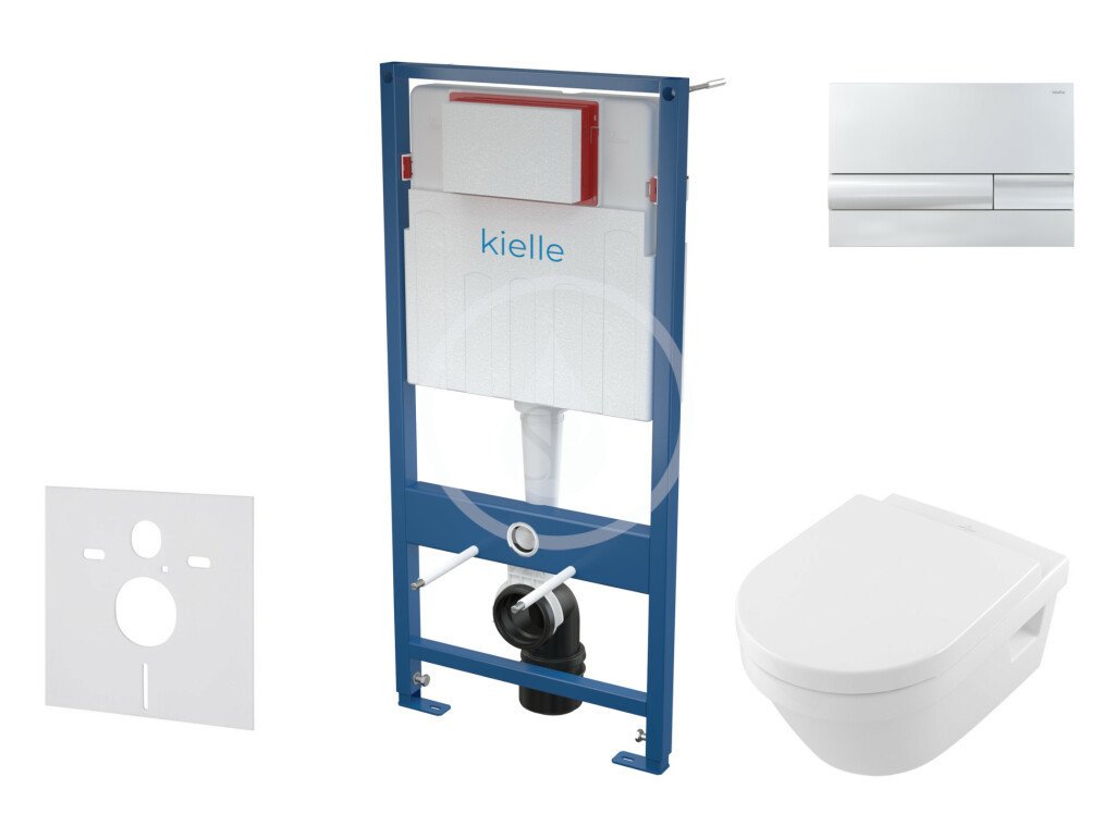 Kielle Set předstěnové instalace, klozetu Architectura a sedátka softclose, CeramicPlus, tlačítko Gemini l, lesklý chrom