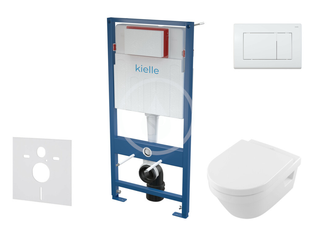 Kielle Set předstěnové instalace, klozetu Architectura a sedátka softclose, CeramicPlus, tlačítko Gemini lll, lesklá bílá