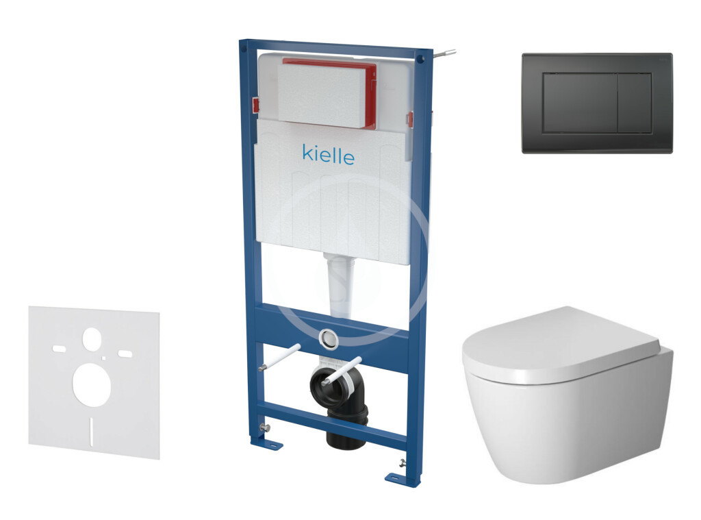 Kielle Set předstěnové instalace, klozetu ME by Starck a sedátka softclose, tlačítko Gemini lll, matná černá