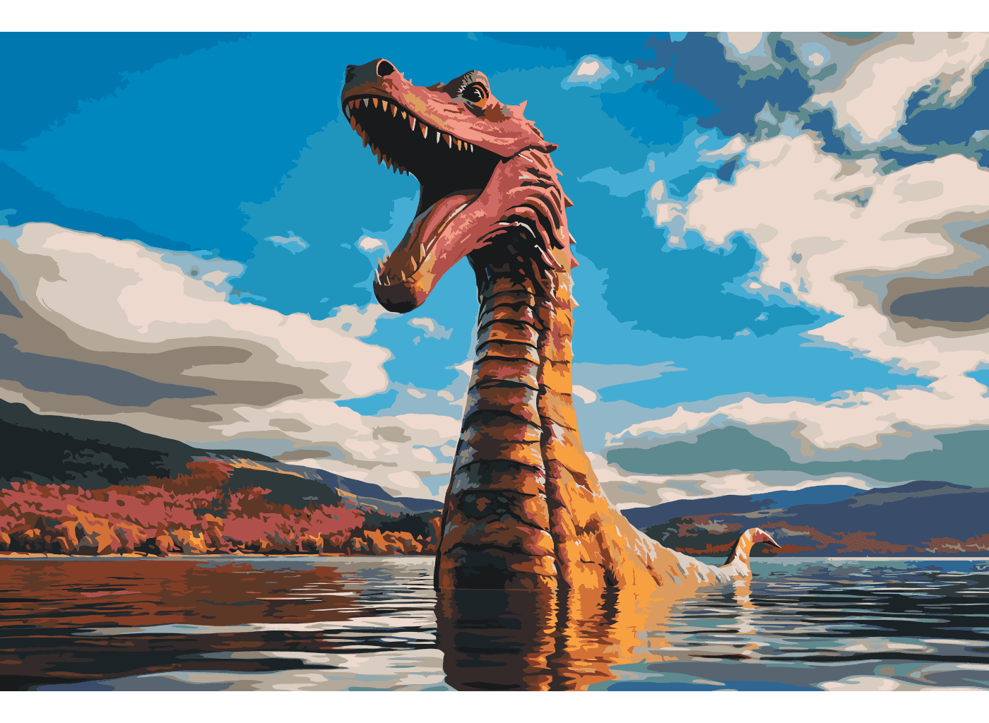 MALUJEŠ Malování podle čísel - ZPÍVAJÍCÍ LOCH NESS Rozměr: 40x60 cm, Rámování: bez rámu a bez vypnutí plátna