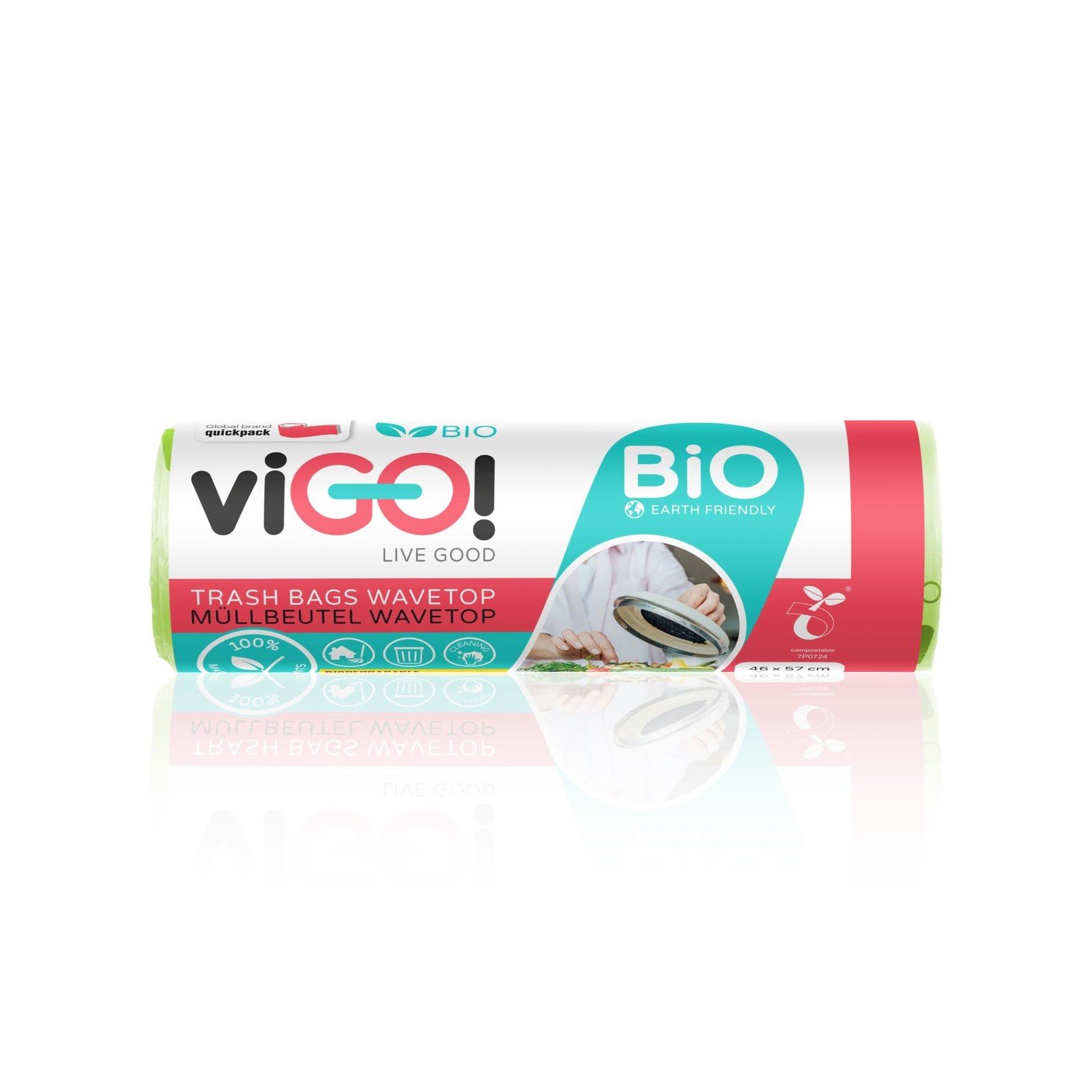 Pytle na odpadky viGO - Bio, zelené, 35 l, 10 ks