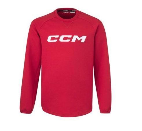 CCM Mikina Locker Room Fleece Crew JR, Dětská, XL, červená