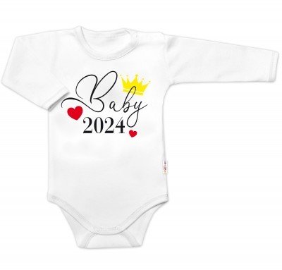 Body dlouhý rukáv Baby 2024, Baby Nellys, bílé, vel. 56 (1-2m)