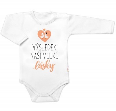 Body dlouhý rukáv, Výsledek naší velké lásky, Baby Nellys, bílé, vel. 56 (1-2m)