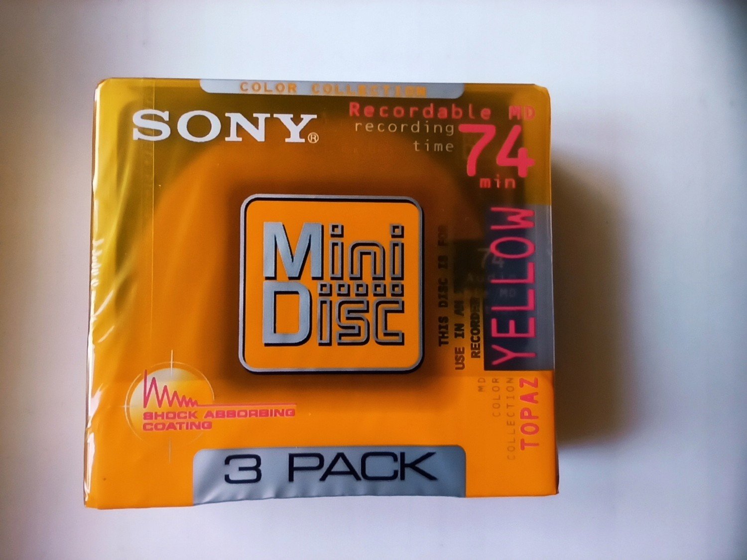 MiniDisc MD Sony Topaz Yellow74 Japan 3ks-3pack
