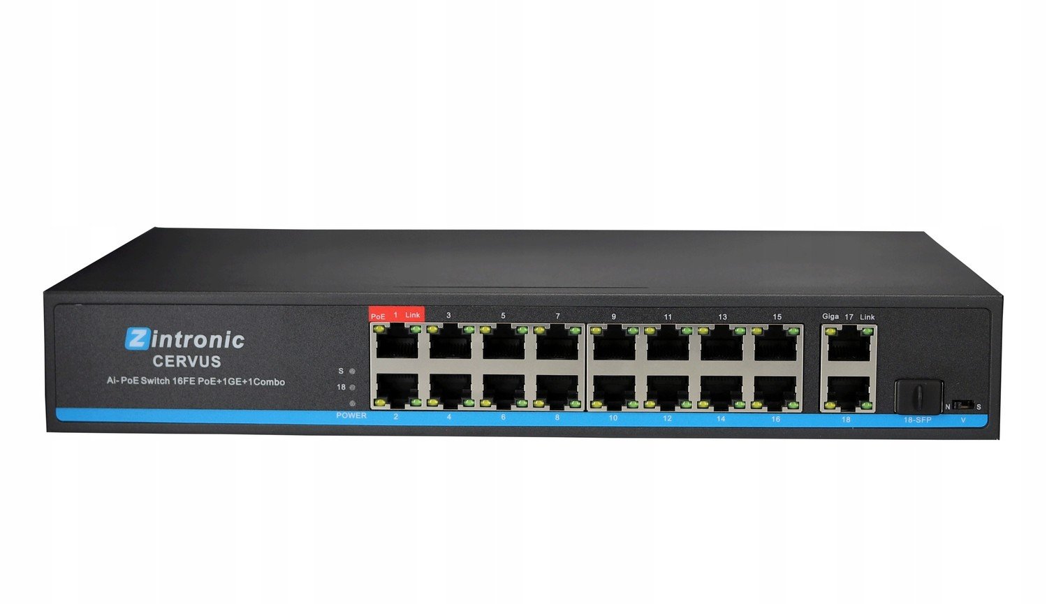 switch 16xPOE 2xUplink Gigabit 300W Cervus