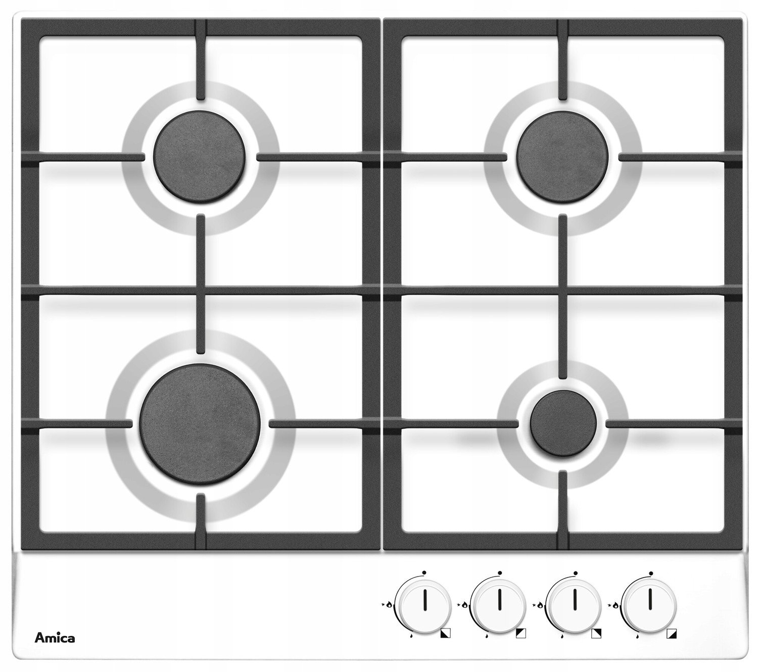 Plynová varná deska Amica PGA6100ApW 60cm 4pólová bílá