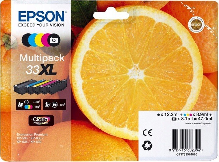 Inkoustová kazeta Epson 33XL černá, purpurová,