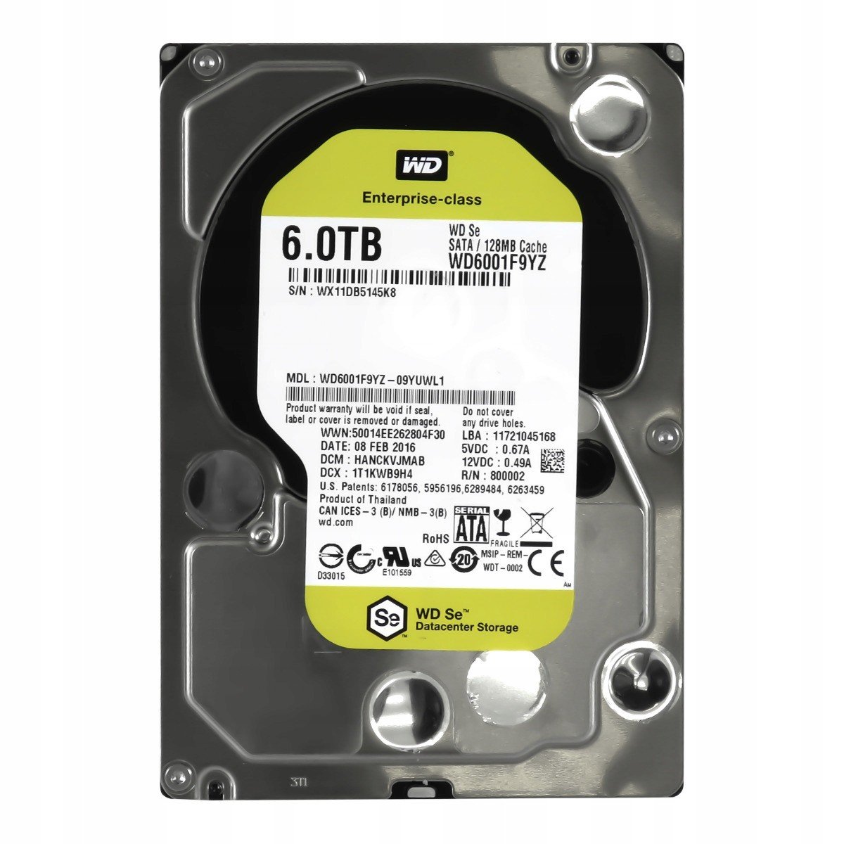 Wd 6TB 7,2K 128MB Sata III 3,5'' WD6001F9YZ