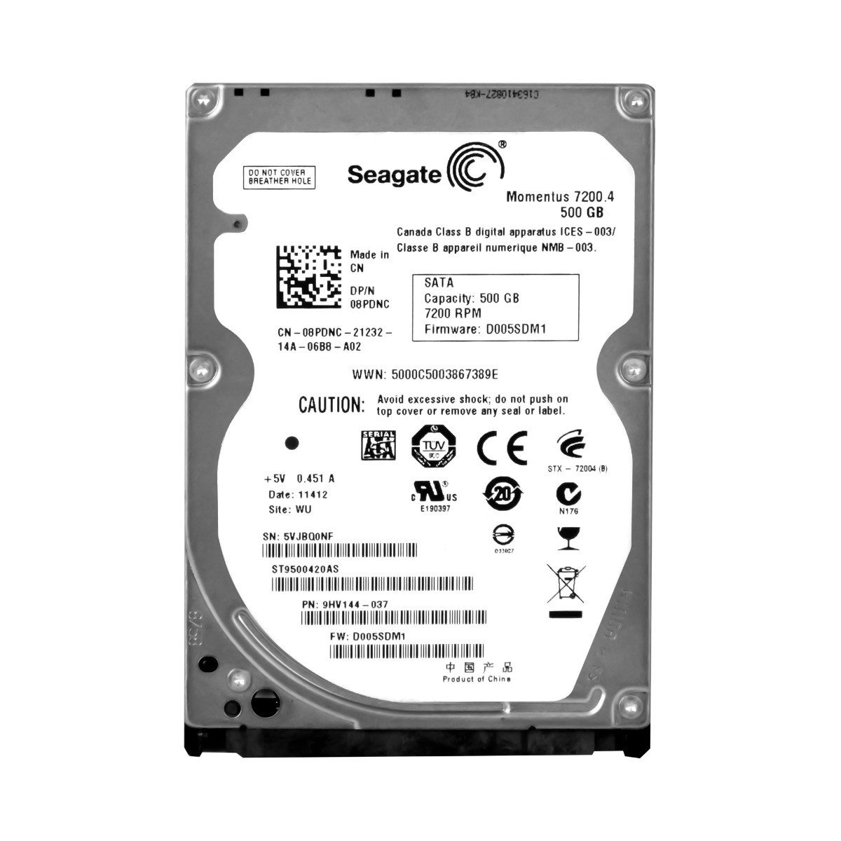 Dell 08PDNC 500GB 7.2K Sata II 2.5'' ST9500420AS