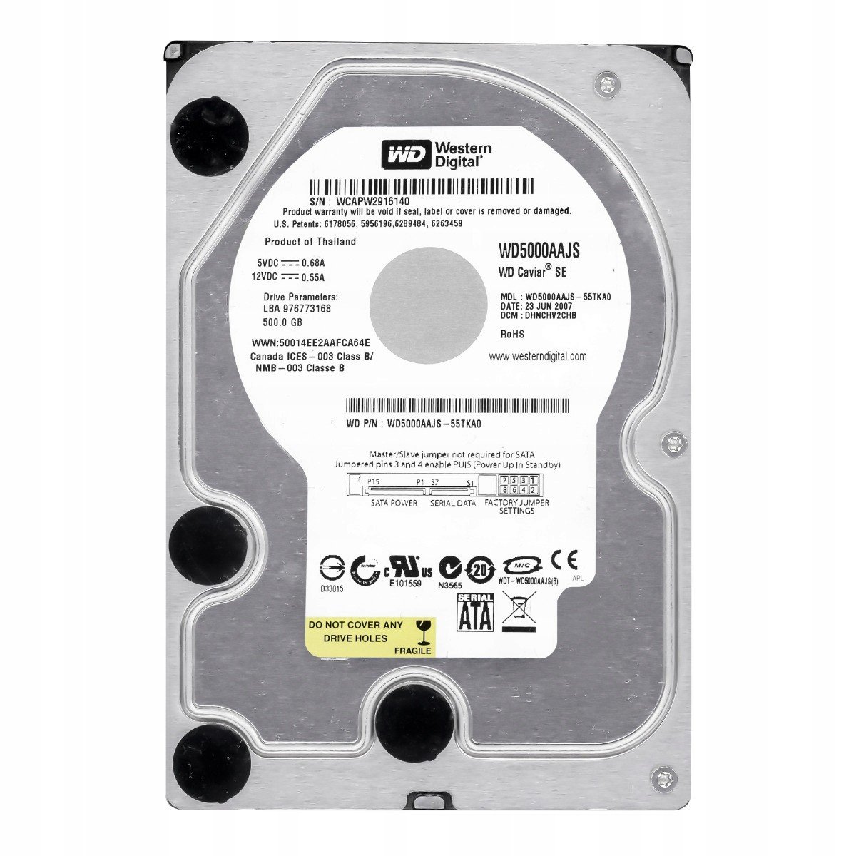 Wd Caviar 500GB 7.2K Sata II 3.5'' WD5000AAJS
