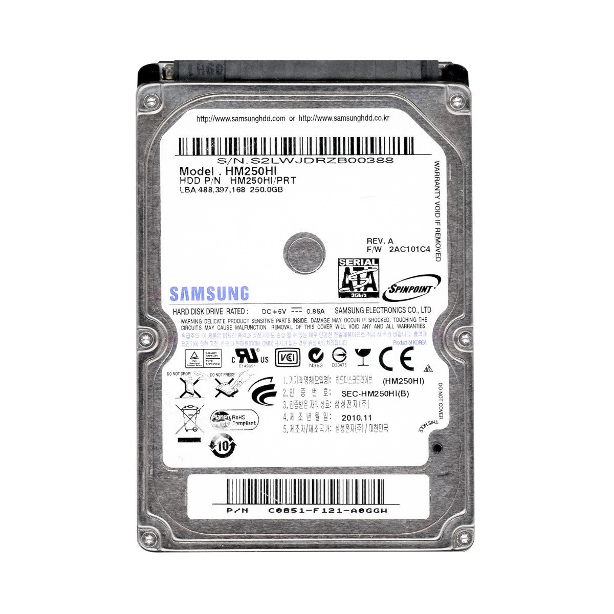 Samsung 250GB 5.4K 8MB Sata II 2.5'' HM250HI