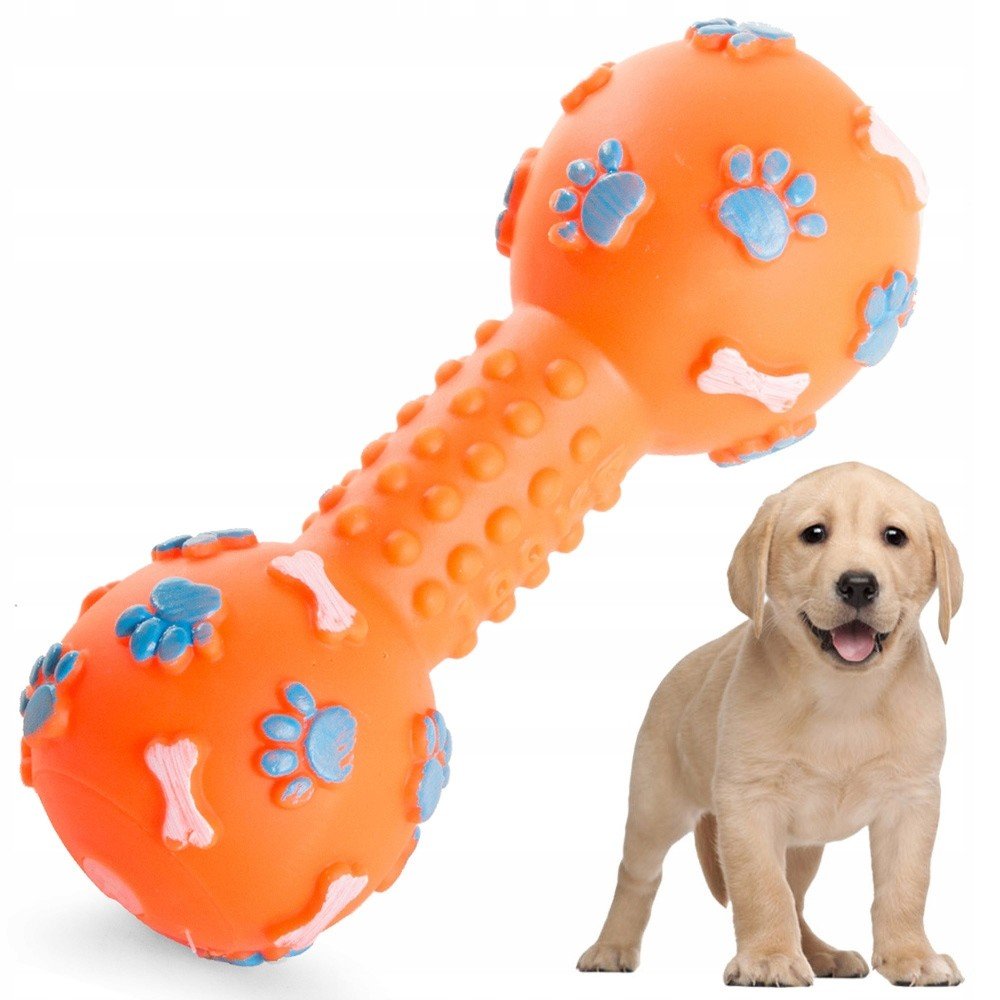 Hračka pro psa pískací kousátko guma kost činky