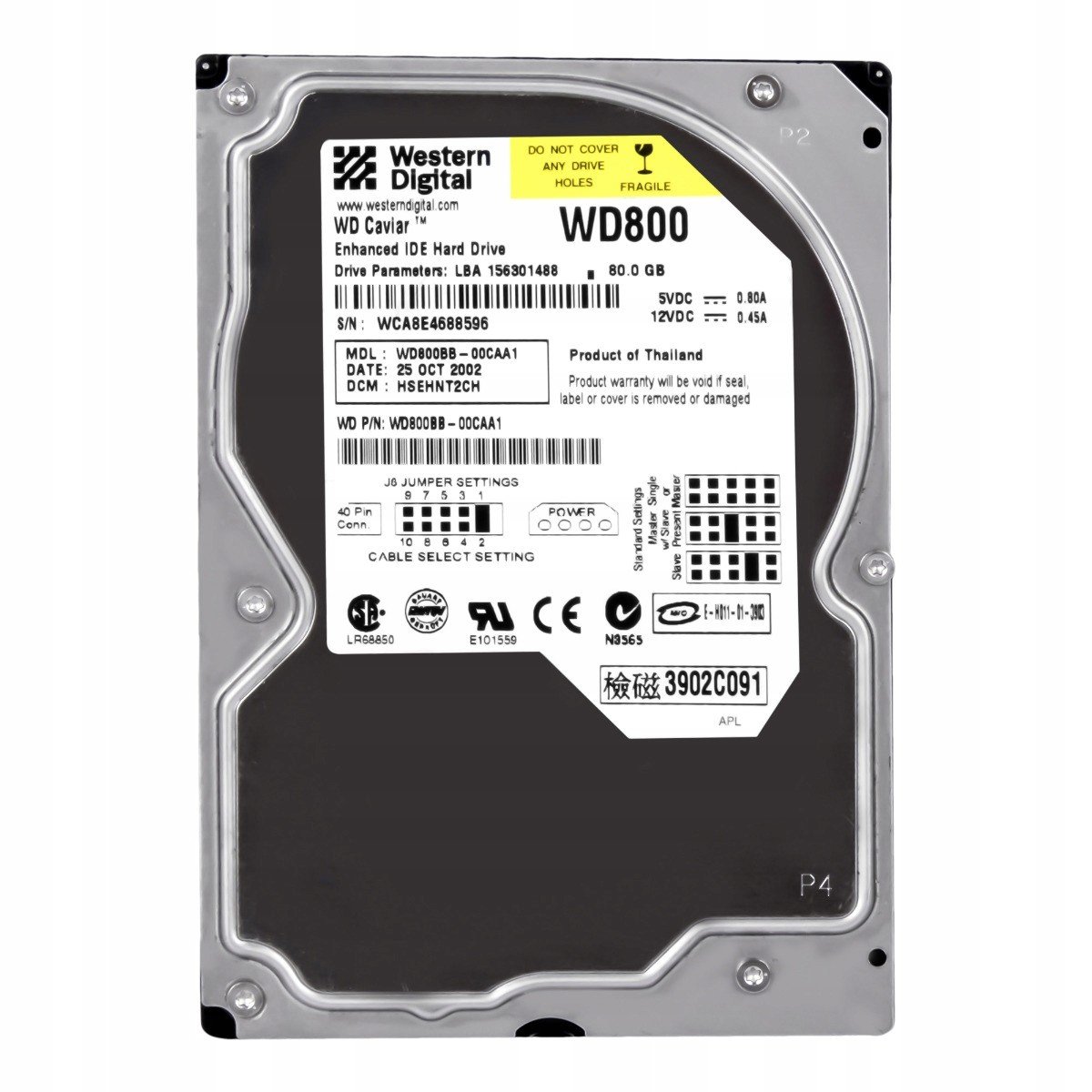 Wd Caviar 80GB 7.2K 2MB Ata 3.5'' WD800BB-00CAA1