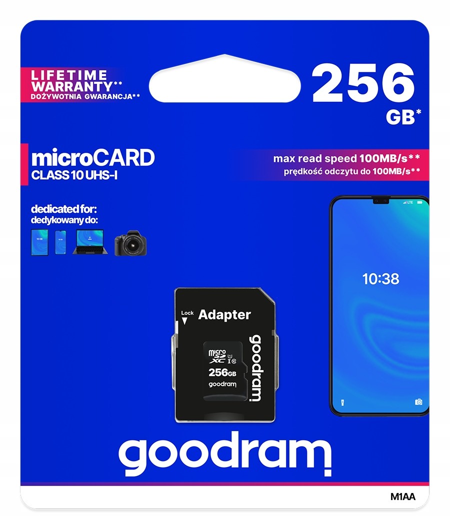 Paměťová Karta Micro Sd 256GB Goodram CL10 +adaptér