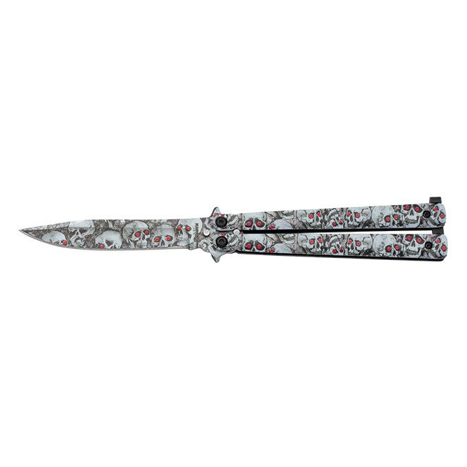 Nůž motýlek Albainox Balisong Skull - šedý