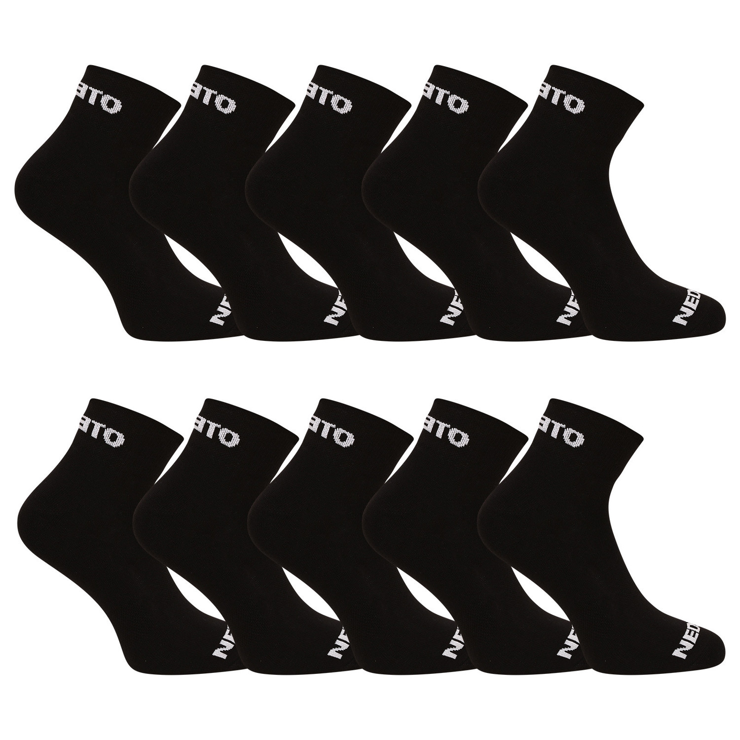 10PACK ponožky Nedeto kotníkové černé (10NDTPK001-brand) M