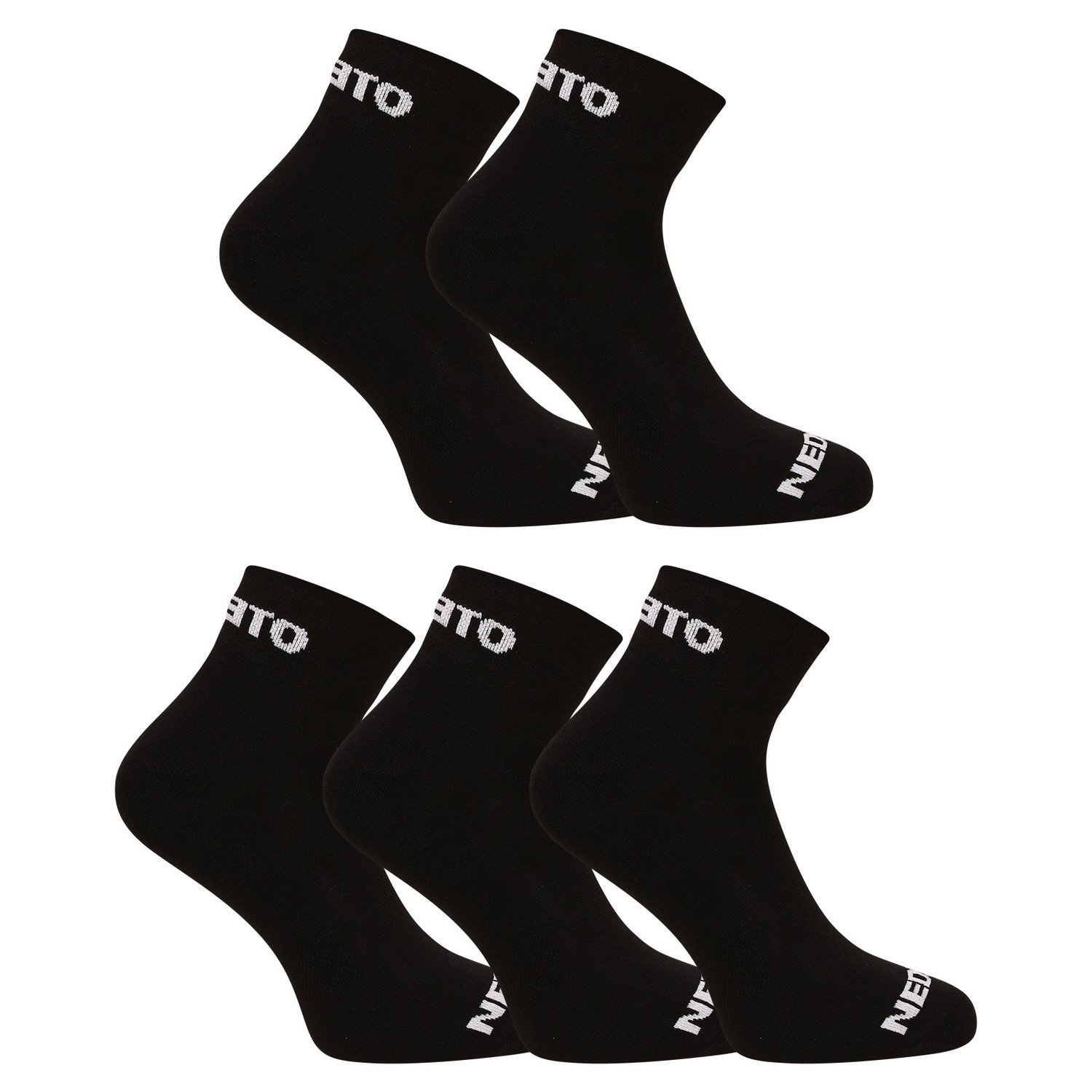 5PACK ponožky Nedeto kotníkové černé (5NDTPK001-brand) M