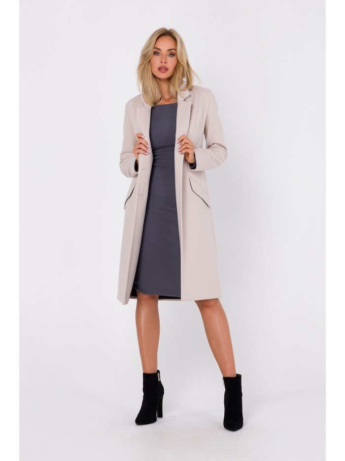 Made of Emotion Dámský kabát crombie coat Maduna M758 béžová S