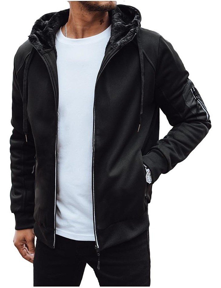 černá zateplená mikina s kapucí