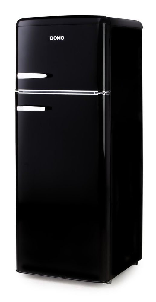 DOMO Retro lednice s mrazákem nahoře - černá - DOMO DO91704R, Objem chladničky: 162 l, Objem mrazáku: 44 l, Třída: D