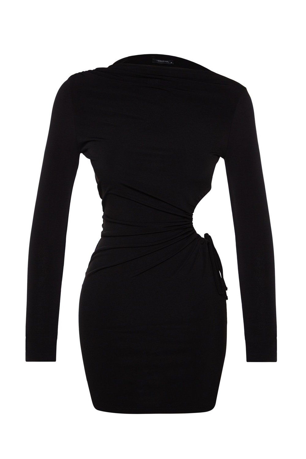 Trendyol Black Fitted Knitted Window/Cut Out Detail Dress