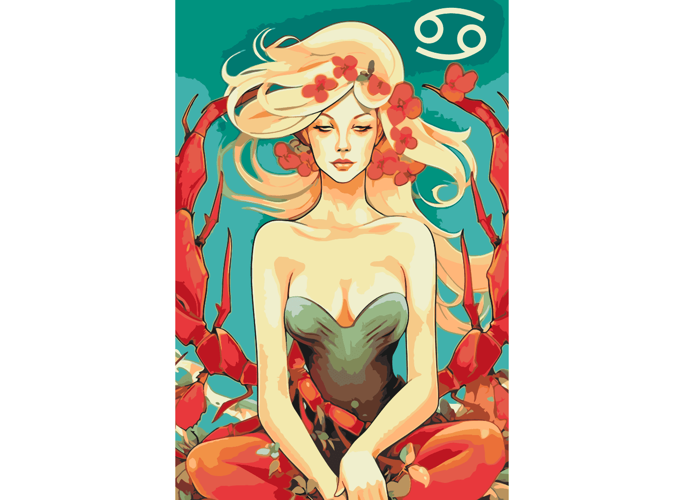 MALUJEŠ Malování podle čísel - HVĚZDNÉ ZNAMENÍ - RAK Rozměr: 40x60 cm, Rámování: bez rámu a bez vypnutí plátna