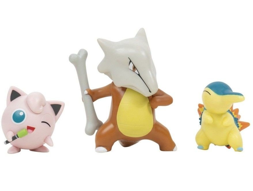 Jazwares Pokemon Battle Figure Set 3-Pack - Cyndaquil, Jigglypuff, Marowak, 5-8cm