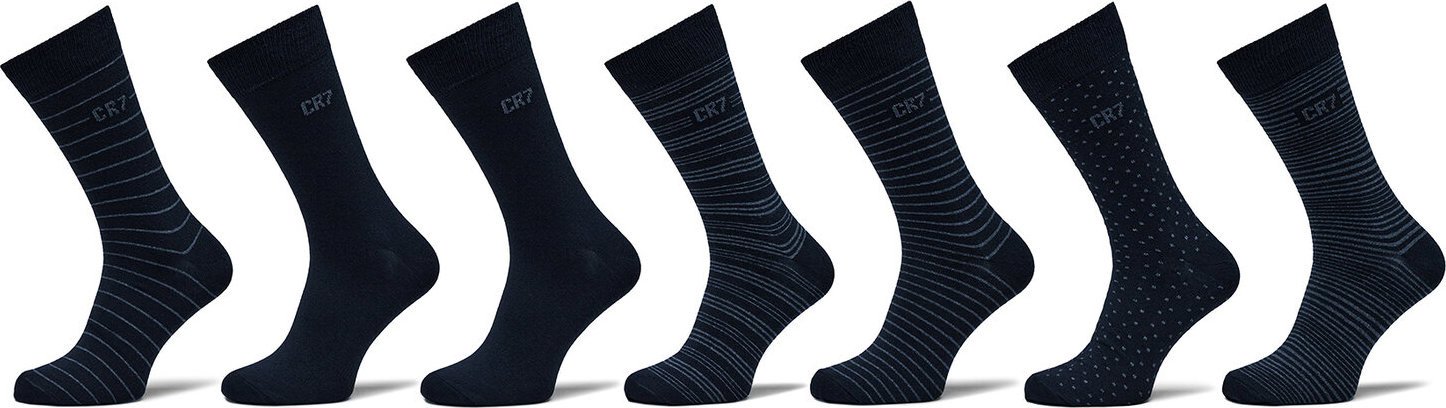 Sada 7 párů pánských vysokých ponožek Cristiano Ronaldo CR7 8190-80-9001 Navy