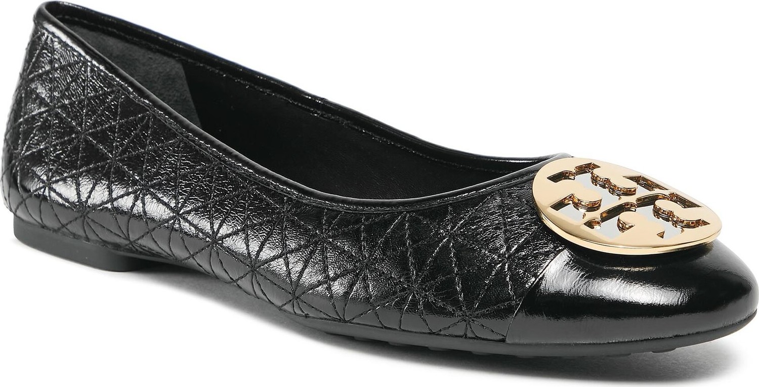 Baleríny Tory Burch Claire Quilted Ballet 150824 Perfect Black / Silver / Gold 001