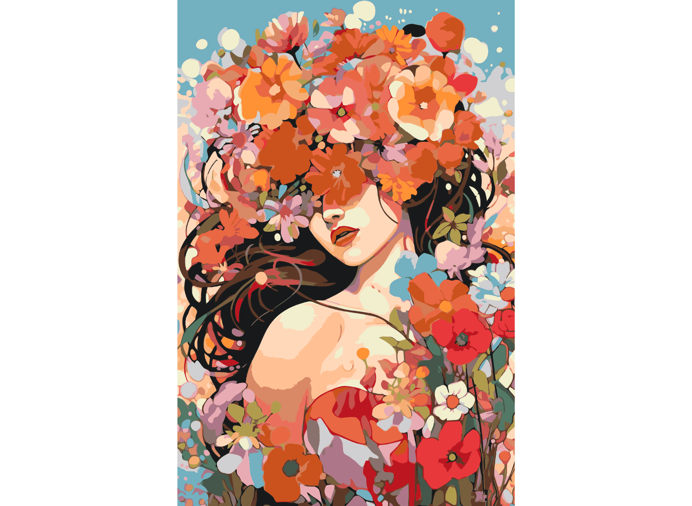 MALUJEŠ Malování podle čísel - ŽENA S KVĚTINAMI Rozměr: 40x60 cm, Rámování: bez rámu a bez vypnutí plátna