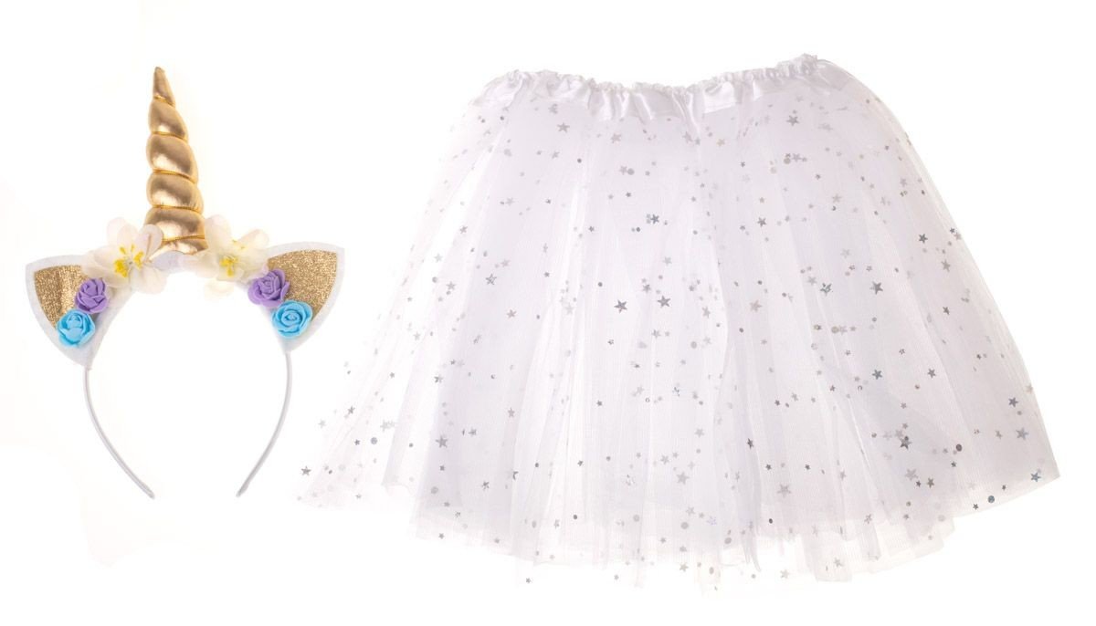 Dětský kostým jednorožce - čelenka + sukně 3-6 let, bílá