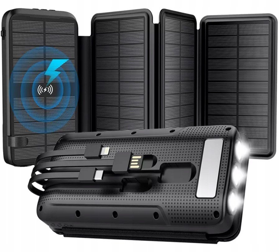 Powerbanka Solární Kabely Svítilna Indukce 20000mAh