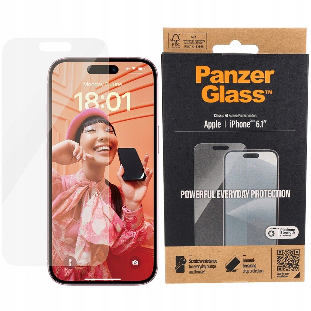Tvrzené sklo pro iPhone 15, PanzerGlass